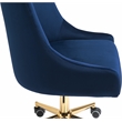 Pemberly Row Swivel Adjustable Navy Velvet and Gold Office Chair