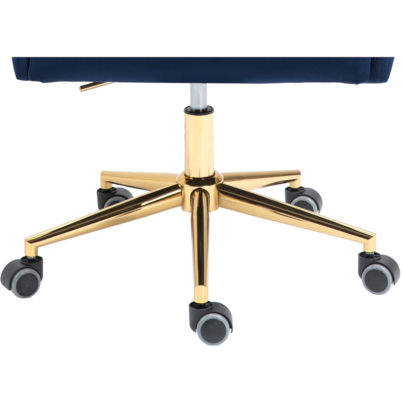 Pemberly Row Swivel Adjustable Navy Velvet and Gold Office Chair