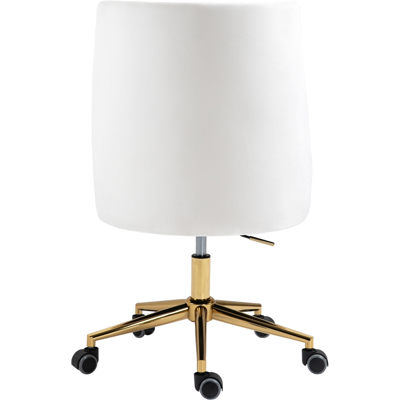 Pemberly Row Swivel Adjustable Cream Velvet and Gold Office Chair