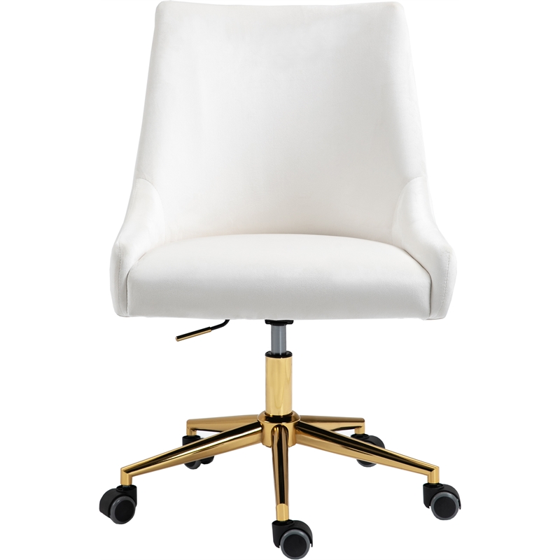 Pemberly Row Swivel Adjustable Cream Velvet and Gold Office Chair