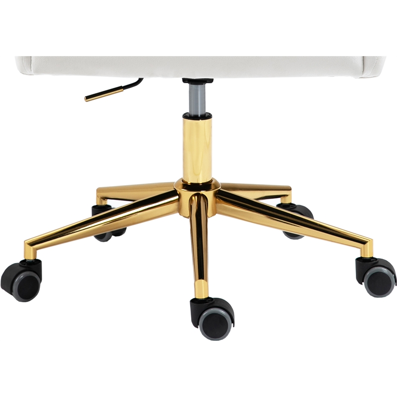 Pemberly Row Swivel Adjustable Cream Velvet and Gold Office Chair
