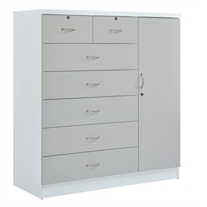 Pemberly Row 7 Drawer Chest with Locks on 2 Drawers and 1 Door in Gray Wood