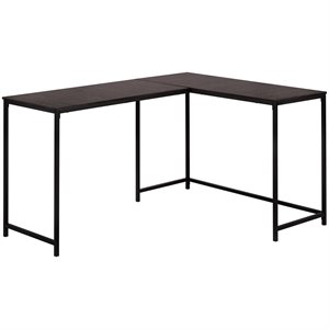 Pemberly Row Computer Desk Home Office Corner 58&quotL L Shape in Metal Brown