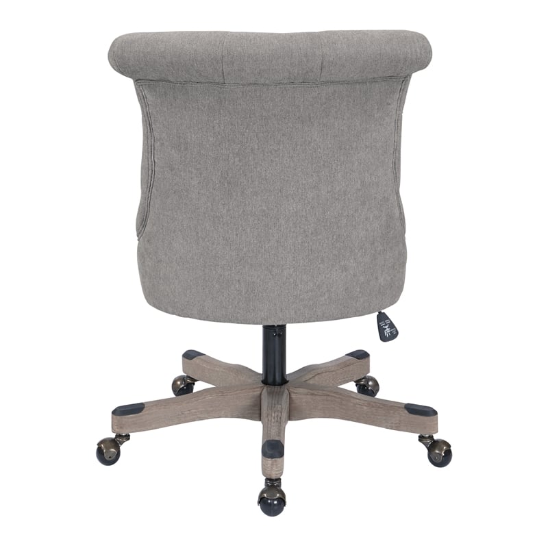 Pemberly Row Tufted Office Chair in Fog Gray Fabric with Gray Wood Base