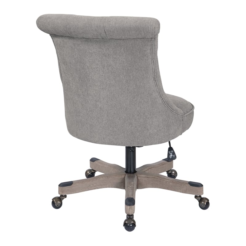 Pemberly Row Tufted Office Chair in Fog Gray Fabric with Gray Wood Base