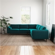 Pemberly Row Turquoise Velvet Modern Living Room Corner Symmetrical Sofa