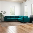 Pemberly Row Turquoise Velvet Modern Living Room Corner Symmetrical Sofa
