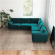 Pemberly Row Turquoise Velvet Modern Living Room Corner Symmetrical Sofa