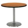 Pemberly Row Medium Oak 36im Breakroom Table with Round Silver Base