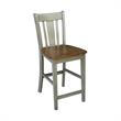 Pemberly Row Solid Wood CounterHeight Stool in Distressed Hickory / Stone