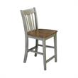 Pemberly Row Solid Wood CounterHeight Stool in Distressed Hickory / Stone