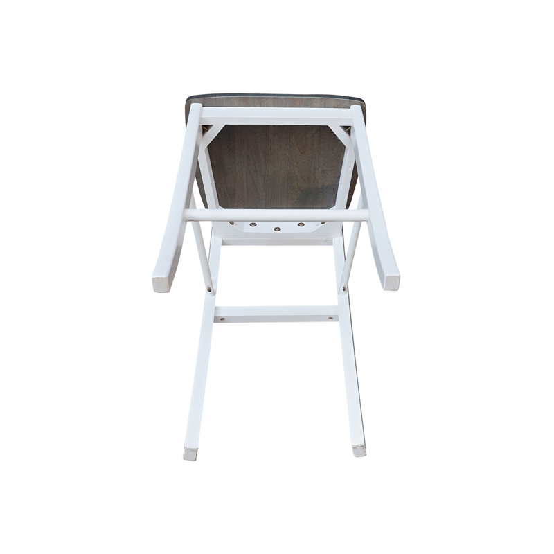 Pemberly Row X-back Solid Wood Bar Height Stool in White and Heather Gray