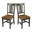 Pemberly Row Wood Splatback Chair - Set of 2 Chairs in Hickory / Washed Coal