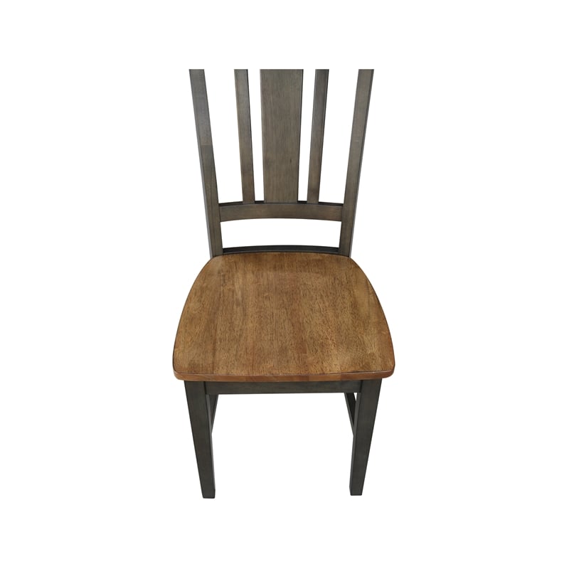 Pemberly Row Wood Splatback Chair - Set of 2 Chairs in Hickory / Washed Coal