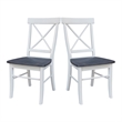 Pemberly Row X-Back Solid Wood Chair - Set of 2 Chairs in White / Heather Gray
