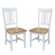 Pemberly Row Solid Wood Splatback Chair in White / Natural- Set of 2
