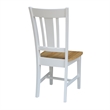 Pemberly Row Solid Wood Splatback Chair in White / Natural- Set of 2