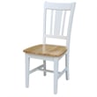 Pemberly Row Solid Wood Splatback Chair in White / Natural- Set of 2