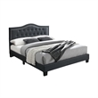 Pemberly Row Twin Burlap Fabric Upholstered Bed Frame with Slats in Charcoal