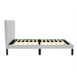 Pemberly Row Twin Upholstered Bed Frame with Slats in White Faux Leather
