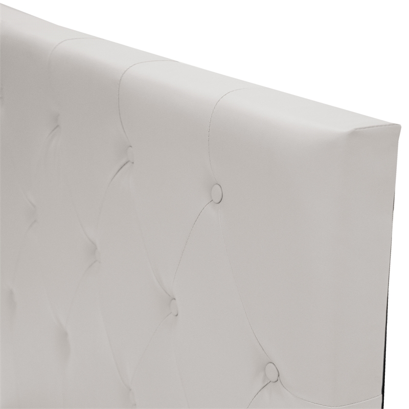 Pemberly Row Twin Upholstered Bed Frame with Slats in White Faux Leather