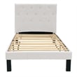 Pemberly Row Twin Upholstered Bed Frame with Slats in White Faux Leather