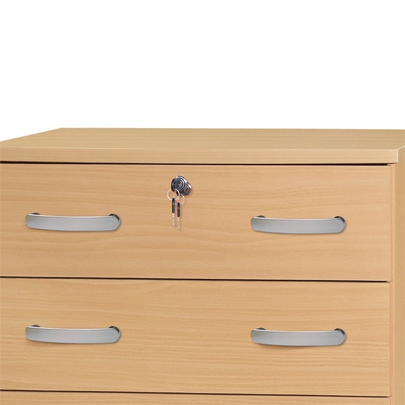 Pemberly Row 4 Drawer Chest Wood Dresser with Lock Beech (Maple)
