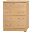 Pemberly Row 4 Drawer Chest Wood Dresser with Lock Beech (Maple)