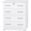 Pemberly Row Modern 4 Drawer Chest Wood Dresser with Lock in White