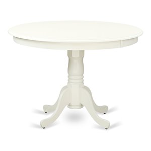 Pemberly Row Contemporary Round Wood Dining Table in Linen White