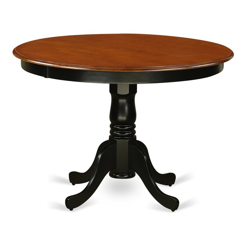Pemberly Row Modern Round Wood Dining Table in Black / Cherry