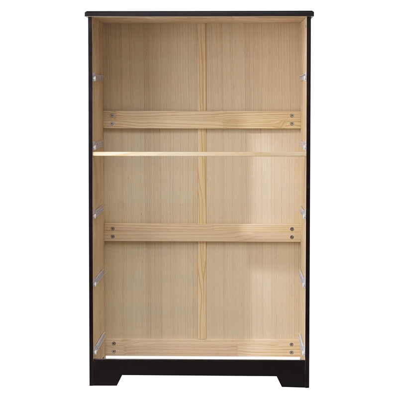 Pemberly Row Solid Pine Wood 5 Drawer Chest Dresser in Tobacco