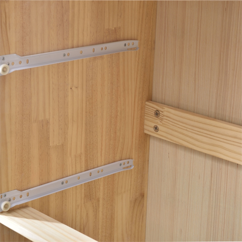 Pemberly Row Solid Pine Wood 5 Drawer Chest Dresser in Tobacco