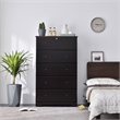 Pemberly Row Solid Pine Wood 5 Drawer Chest Dresser in Tobacco