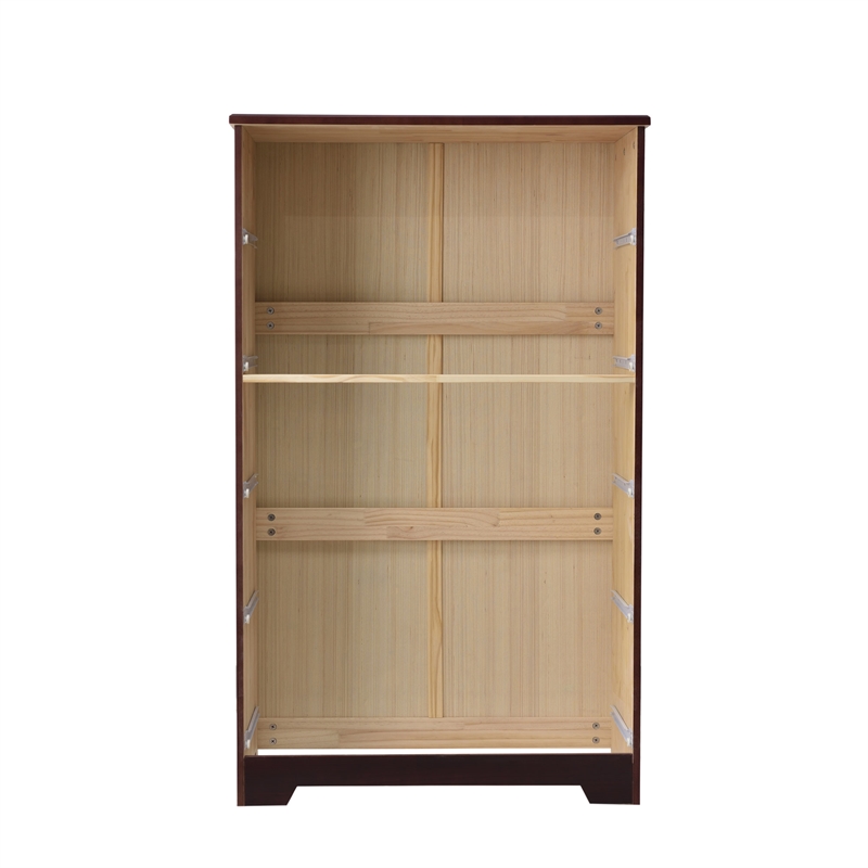 Pemberly Row Solid Pine Wood 5 Drawer Chest Dresser in Mahogany