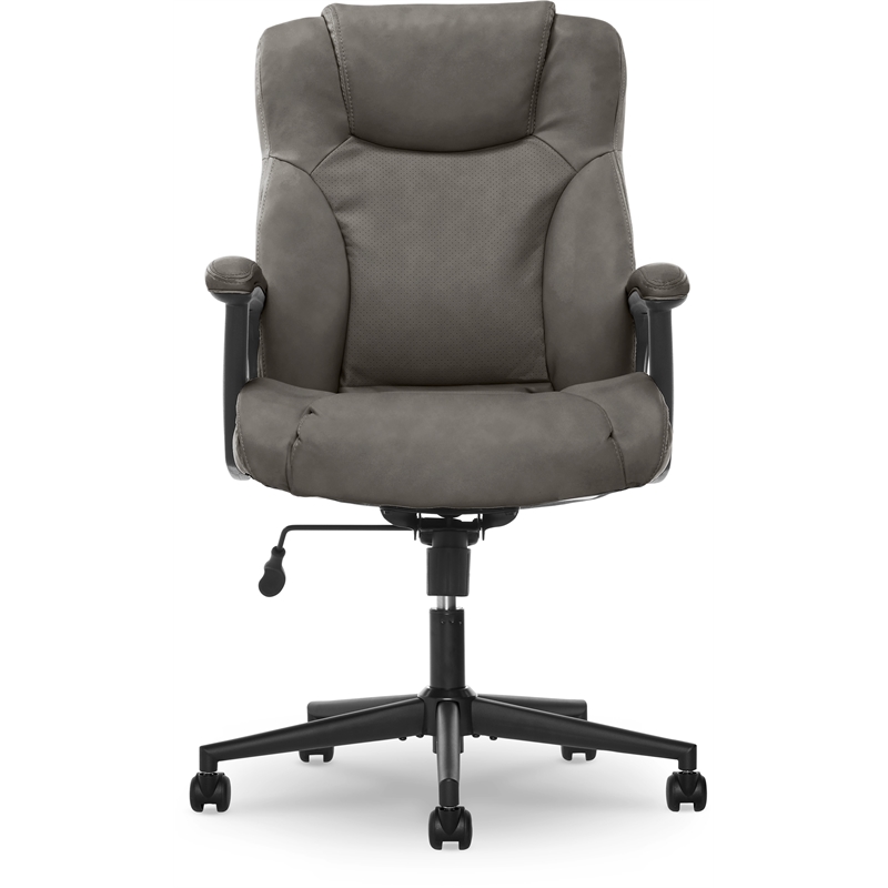 Pemberly Row Contemporary Office Chair Gray Finish Bonded Leather