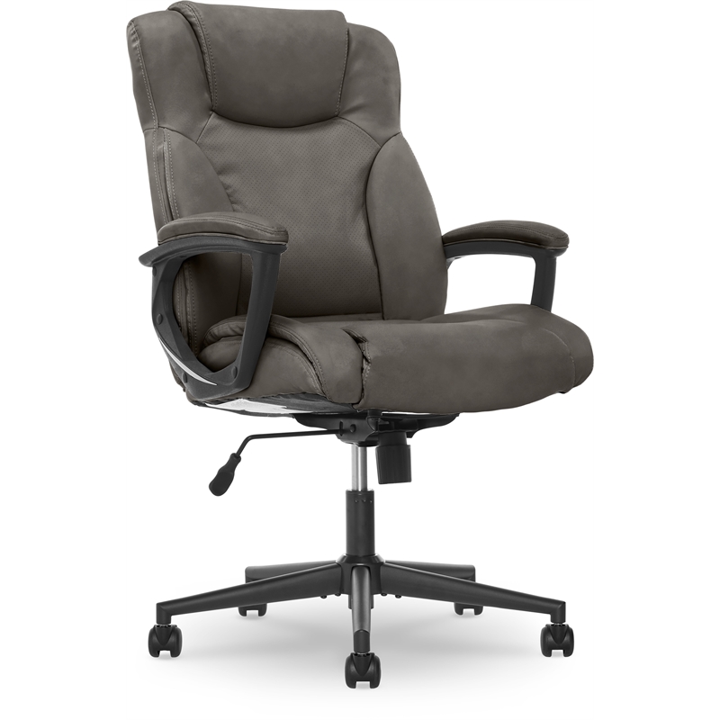 Pemberly Row Contemporary Office Chair Gray Finish Bonded Leather