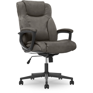 Pemberly Row Contemporary Office Chair Gray Finish Bonded Leather