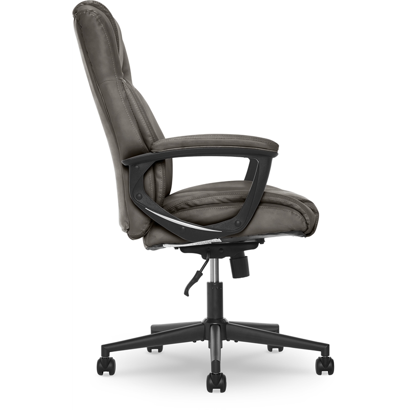 Pemberly Row Contemporary Office Chair Gray Finish Bonded Leather