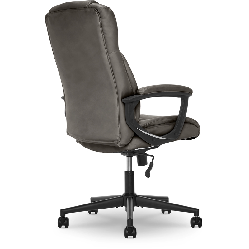 Pemberly Row Contemporary Office Chair Gray Finish Bonded Leather