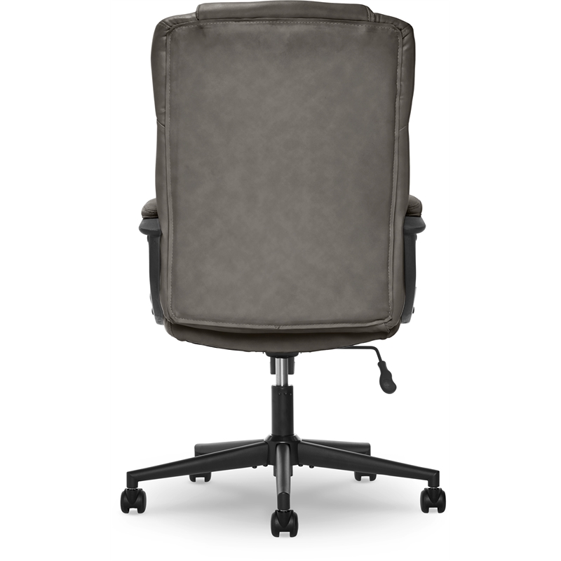 Pemberly Row Contemporary Office Chair Gray Finish Bonded Leather