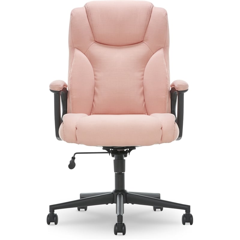 Pemberly Row Contemporary Office Chair in Pink Microfiber Finish