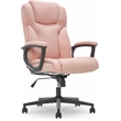Pemberly Row Contemporary Office Chair in Pink Microfiber Finish