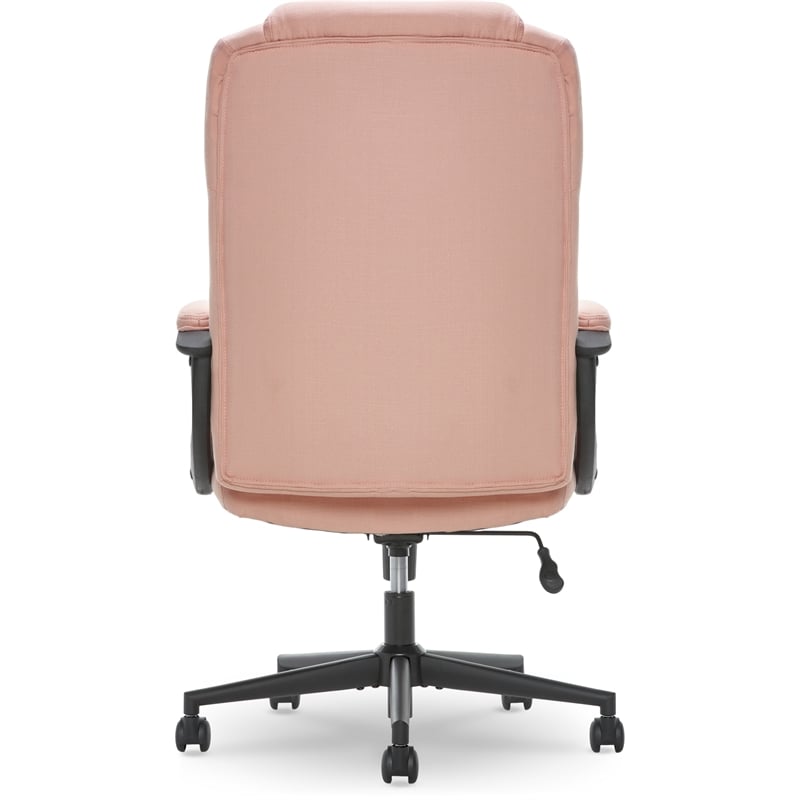 Pemberly Row Contemporary Office Chair in Pink Microfiber Finish