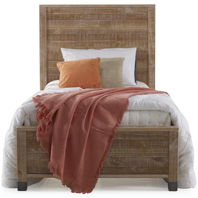 Pemberly Row Modern Solid Wood Twin Platform Bed in Barnwood