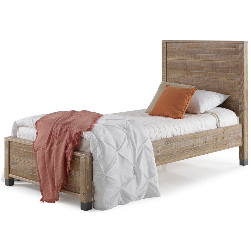 Pemberly Row Modern Solid Wood Twin Platform Bed in Barnwood
