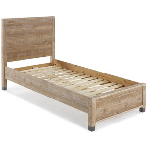 Pemberly Row Modern Solid Wood Twin Platform Bed in Barnwood