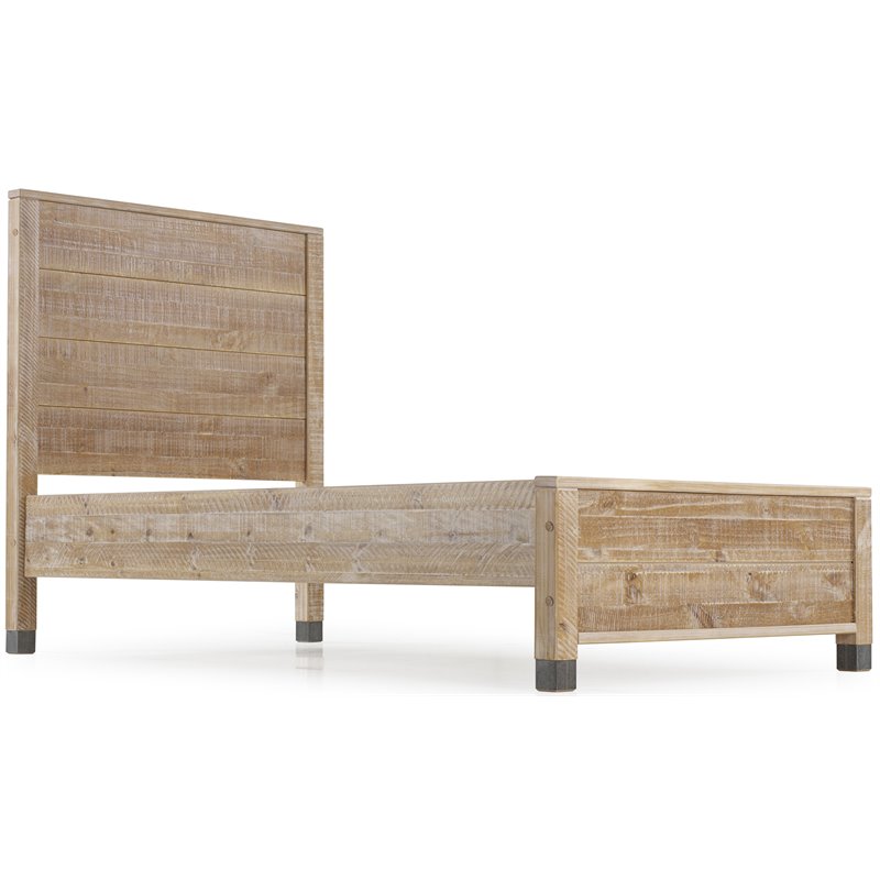 Pemberly Row Modern Solid Wood Twin Platform Bed in Barnwood