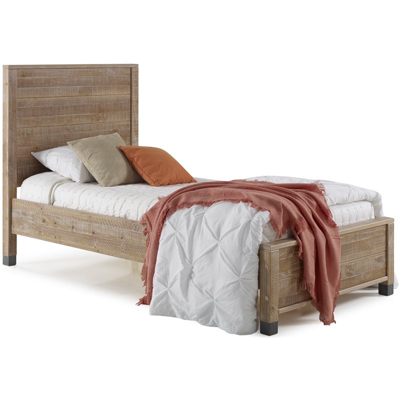 Pemberly Row Modern Solid Wood Twin Platform Bed in Barnwood