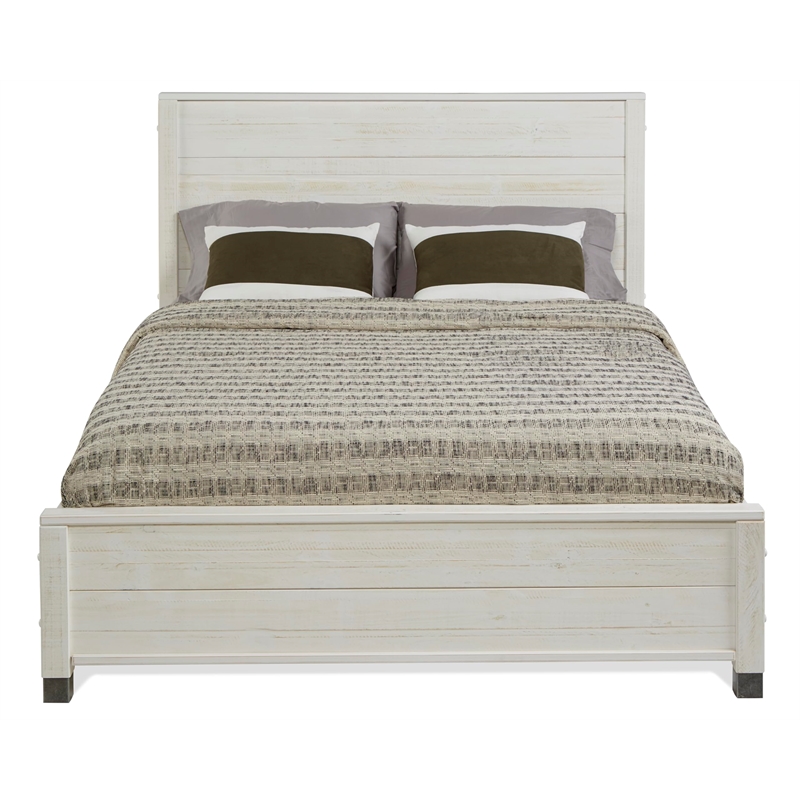 Pemberly Row Modern Solid Wood Full Platform Bed in Shabby White